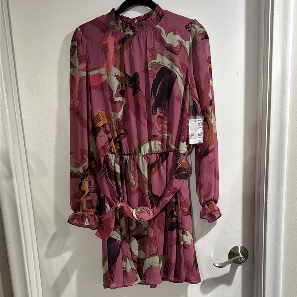 Nine West Pink and Brown Floral Dress